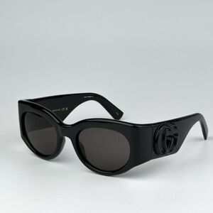 NEW Gucci GG1544S 001 Black Grey Unisex Oval Sunglasses GG 1544S